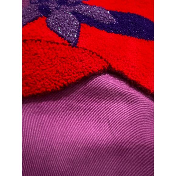 Womens Purple‎ Denim Jacket Coat Red Hat Unique 3D chenille Glam Hattitude sz 26 - Picture 10 of 11